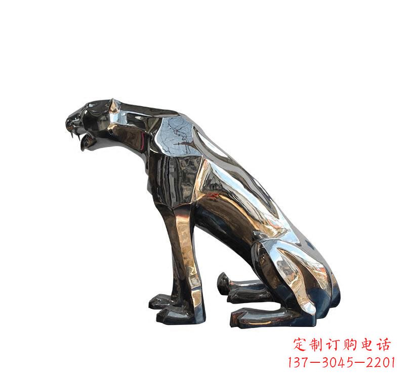 河源不锈钢仿真动物豹雕塑