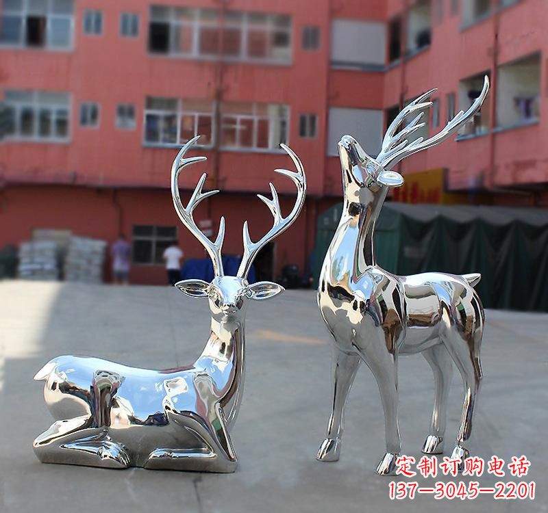 河源不锈钢仿真动物梅花鹿雕塑