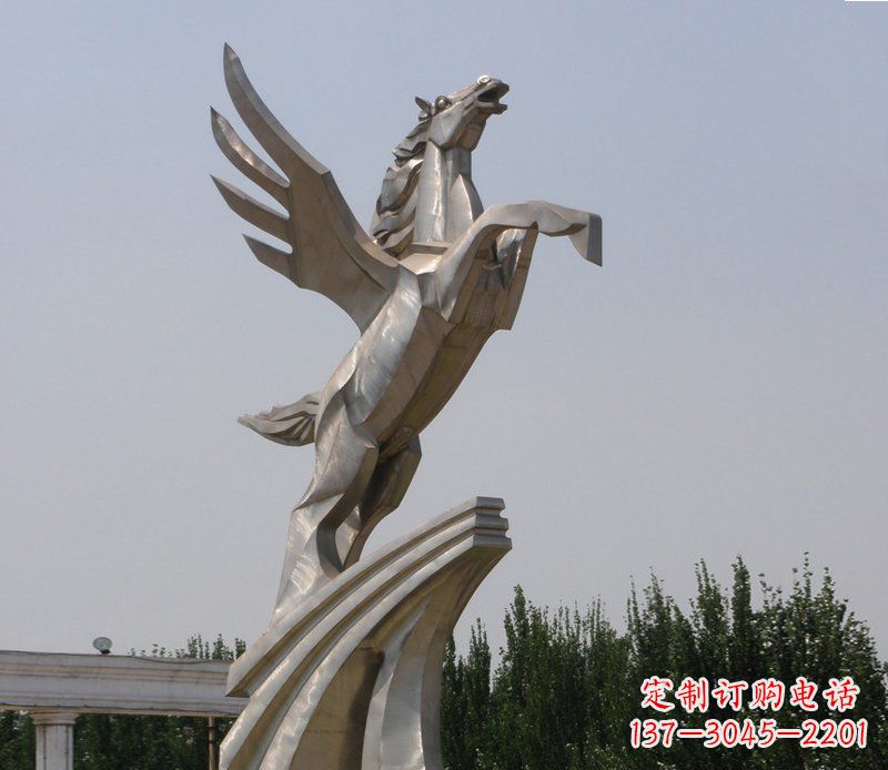 河源不锈钢飞马精美雕塑点缀公园