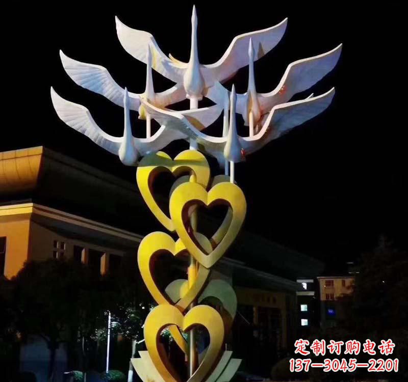 河源不锈钢大雁雕塑象征着自由的翱翔