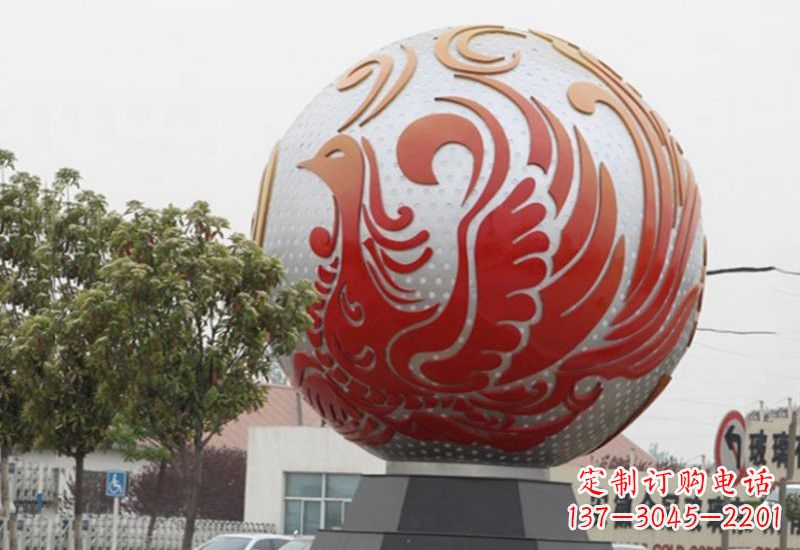 河源不锈钢凤凰浮雕圆球雕塑精美雕塑把艺术带到生活中