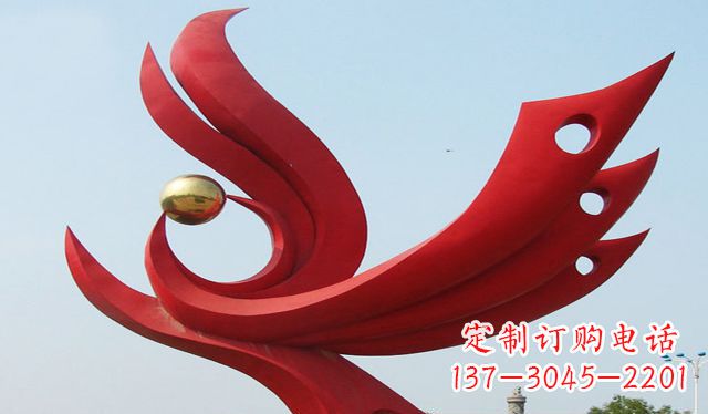河源不锈钢凤凰龙珠雕塑