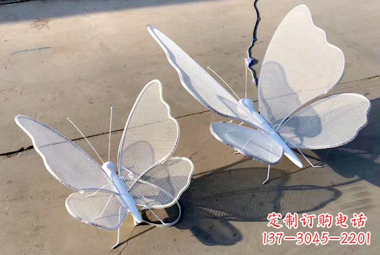 河源不锈钢钢丝网格蝴蝶雕塑——灯光下的灵动之美