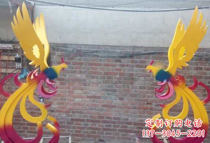 河源不锈钢公园彩色凤凰雕塑