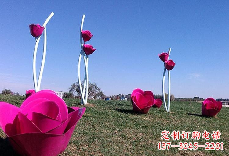 河源不锈钢公园彩色玫瑰花雕塑