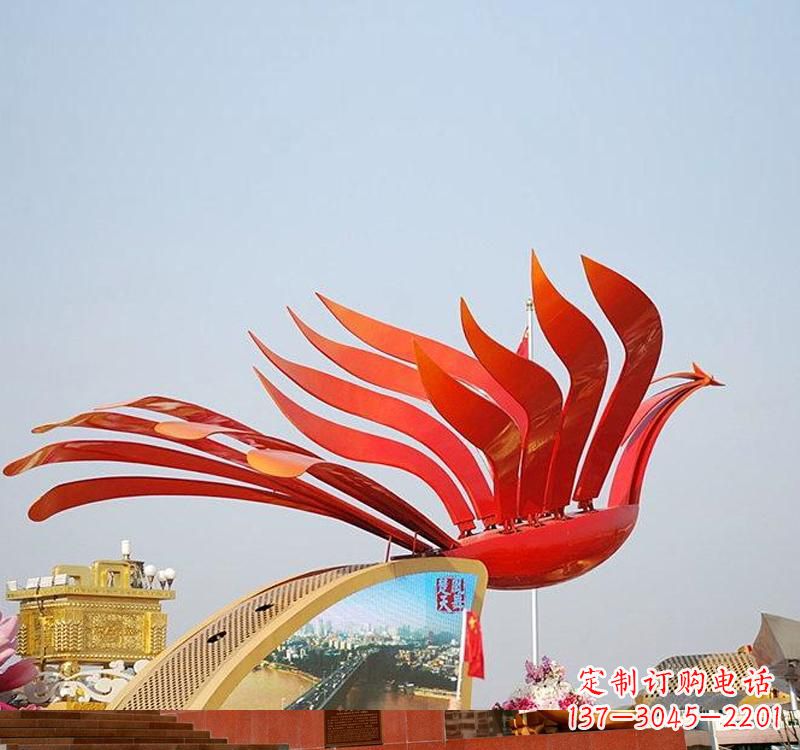 河源不锈钢凤凰雕塑——美丽的象征