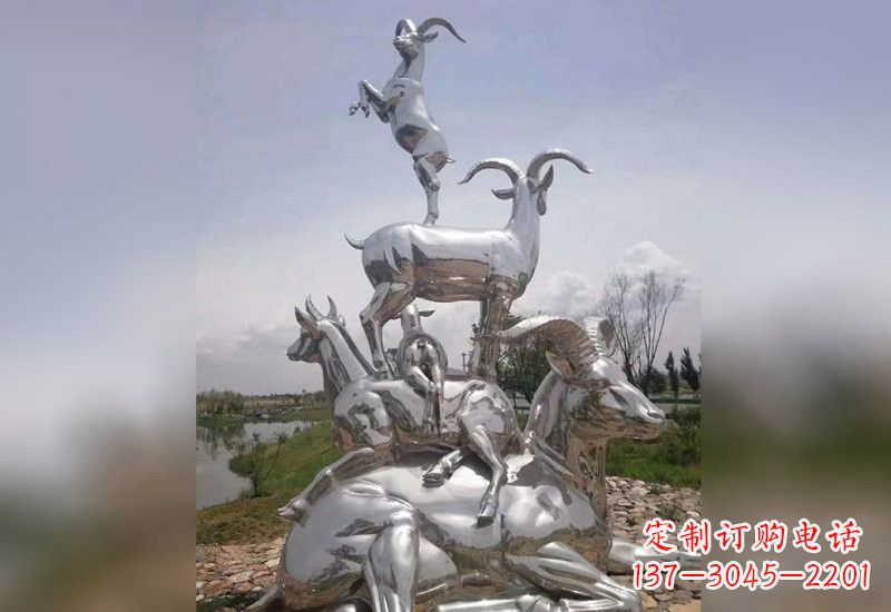 河源不锈钢羊雕塑精美绝伦