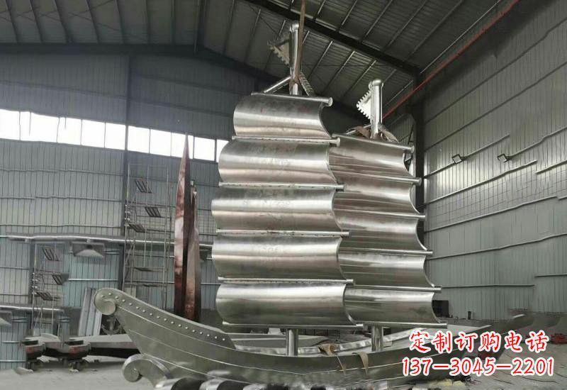 河源不锈钢帆船雕塑美丽的海洋艺术