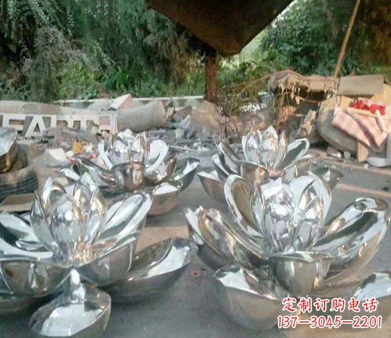 河源不锈钢公园镜面荷花雕塑