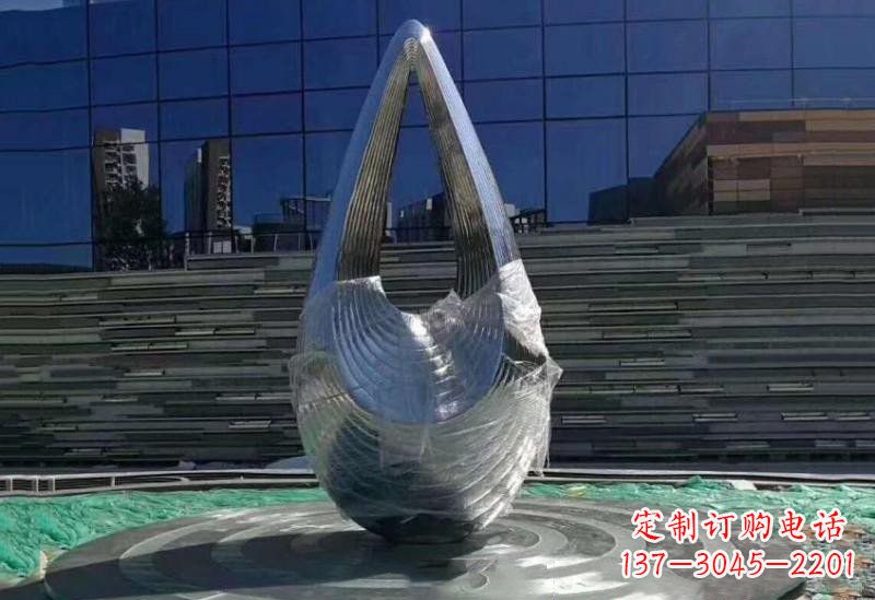 河源不锈钢空心水滴雕塑美丽的艺术之作