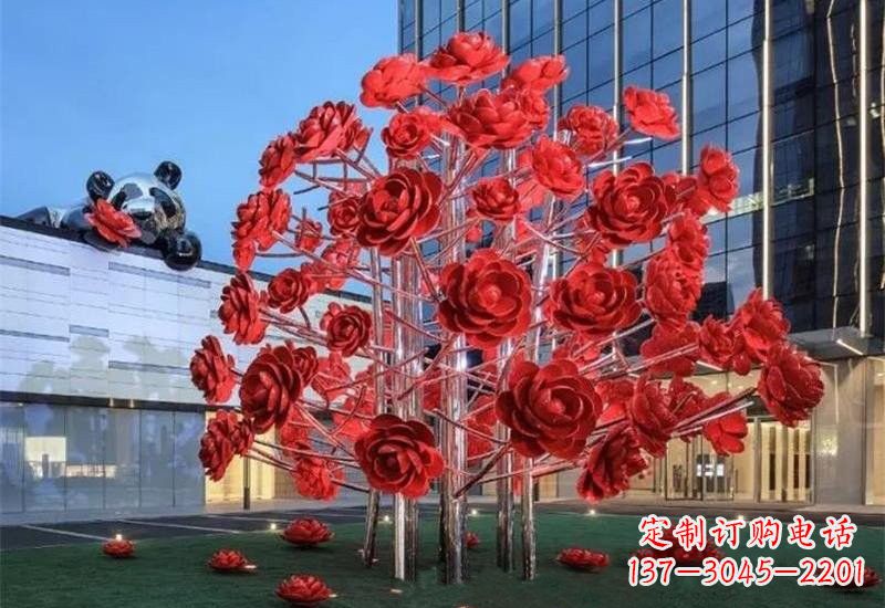 河源不锈钢公园玫瑰花树雕塑