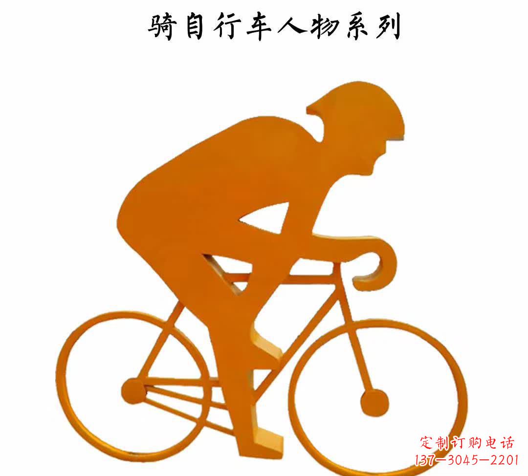 河源不锈钢公园骑自行车人物雕塑