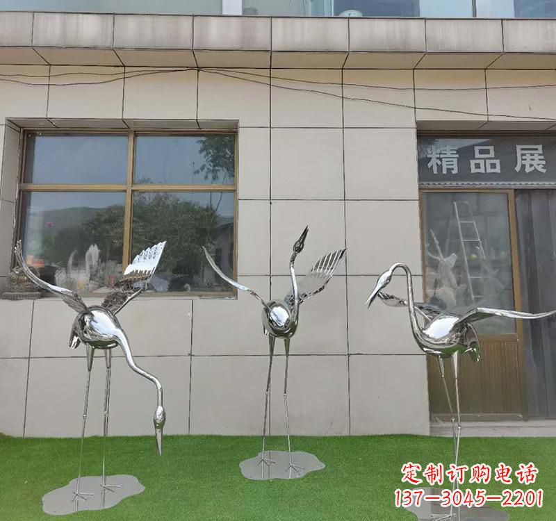 河源不锈钢仙鹤雕塑传承传统文化