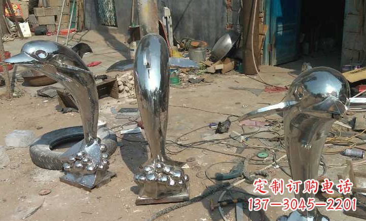河源不锈钢海豚雕塑——美丽的海洋之灵
