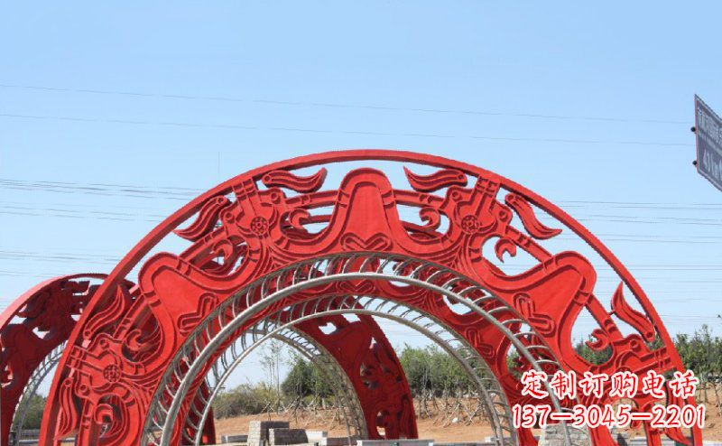 河源不锈钢拱门雕塑美丽的艺术精品