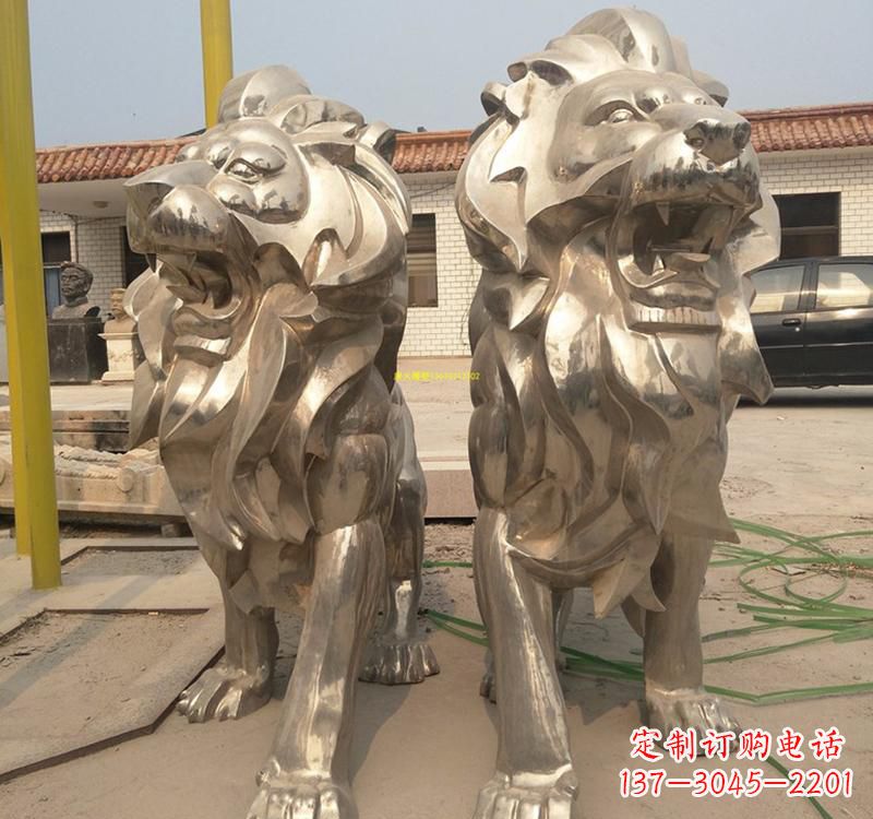 河源不锈钢广场动物狮子雕塑
