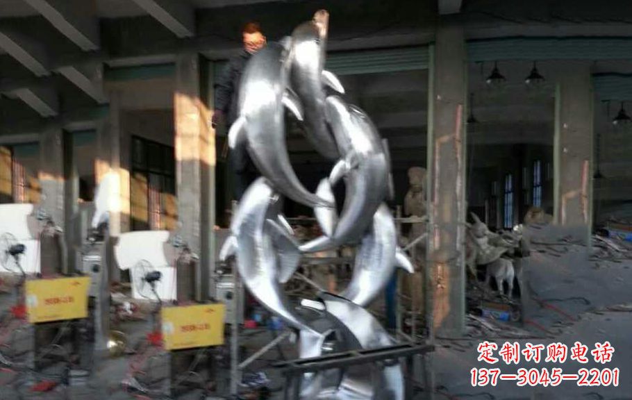 河源不锈钢海豚雕塑漂亮的海洋艺术品