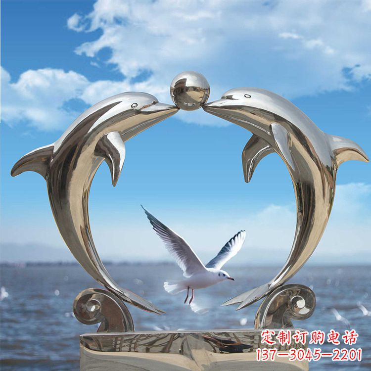 河源不锈钢海豚雕塑精美的海洋之美