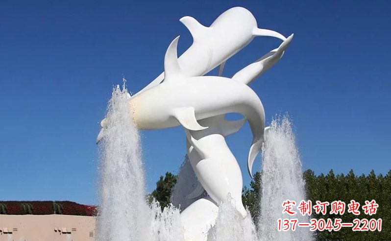 河源不锈钢海豚喷泉雕塑 (3)