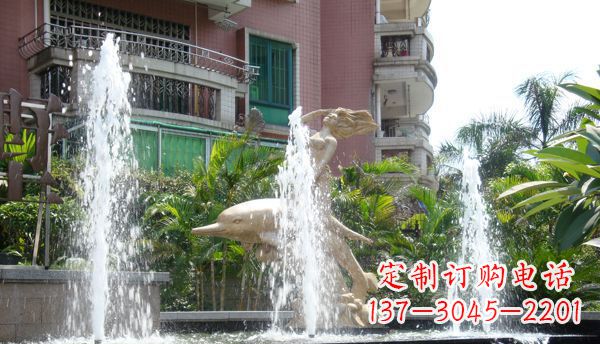 河源不锈钢海豚喷泉雕塑