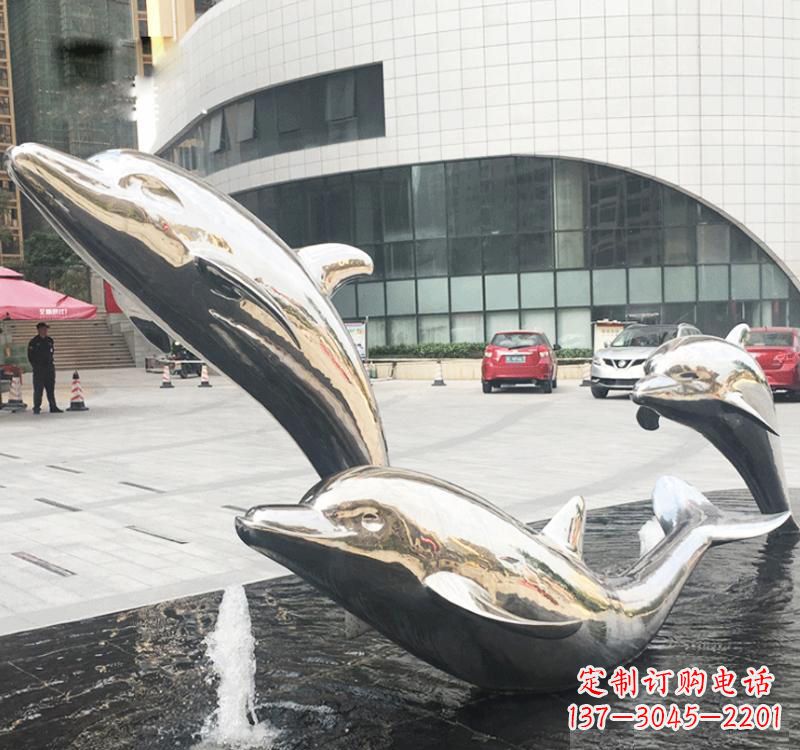 河源不锈钢海豚雕塑艺术与美的结合