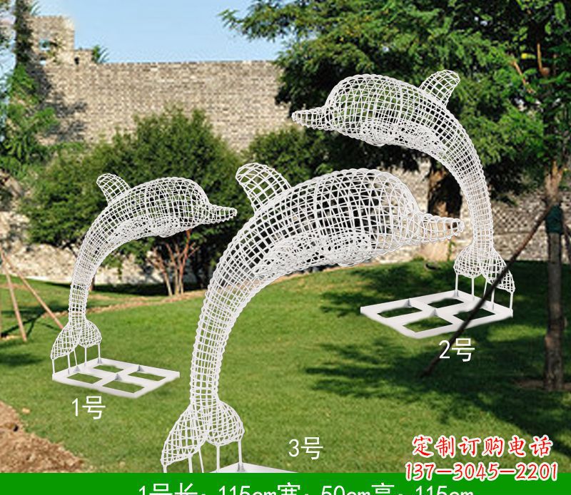 河源不锈钢海豚组合雕塑精美的艺术品