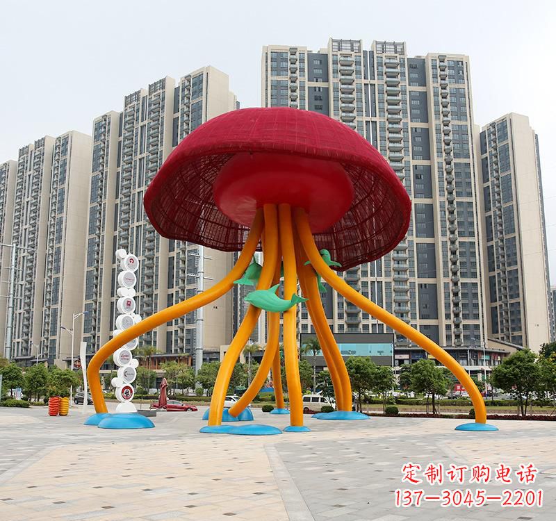 河源不锈钢海洋水母动物雕塑精美绝伦