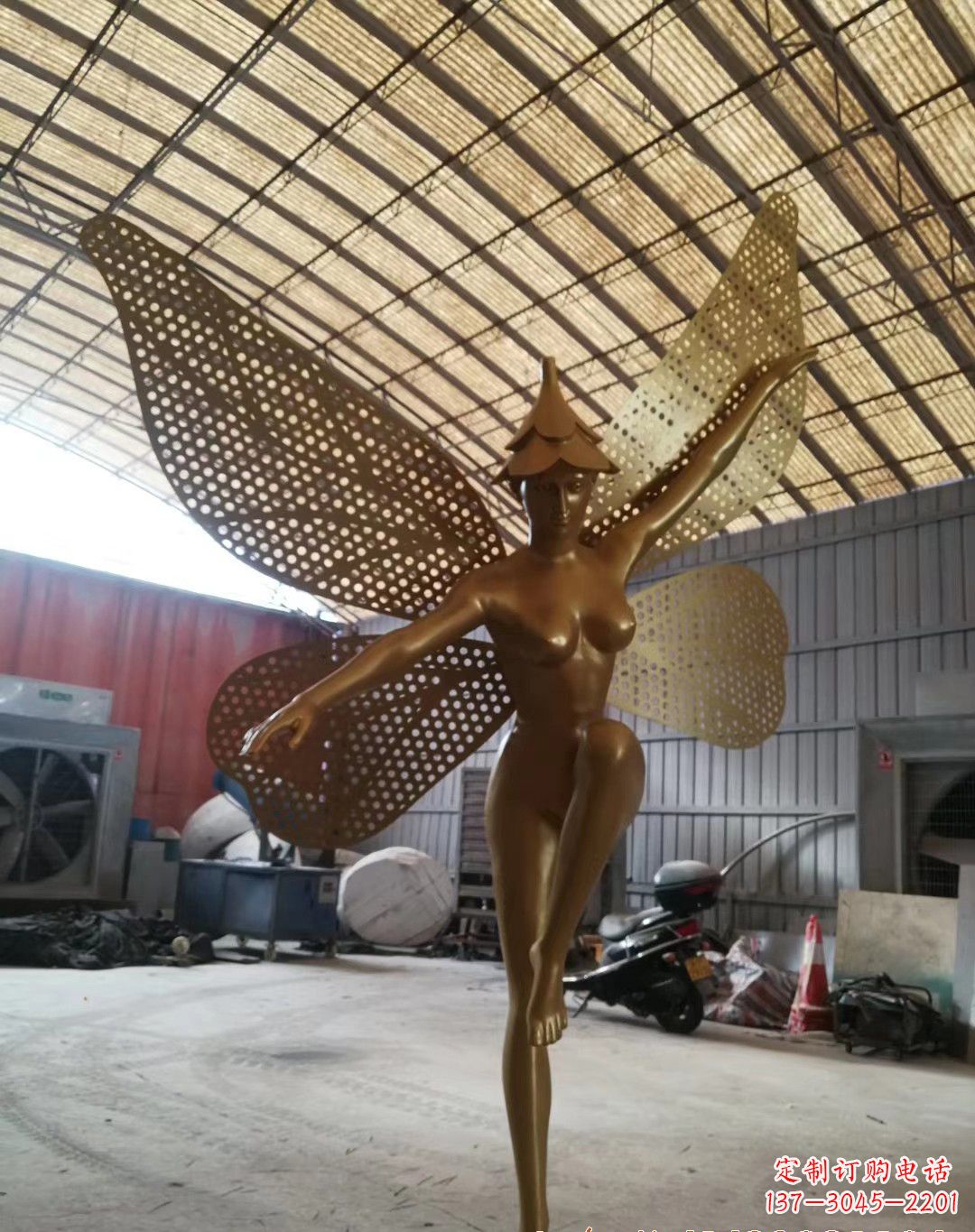河源不锈钢蝴蝶仙子雕塑精美的美丽之作