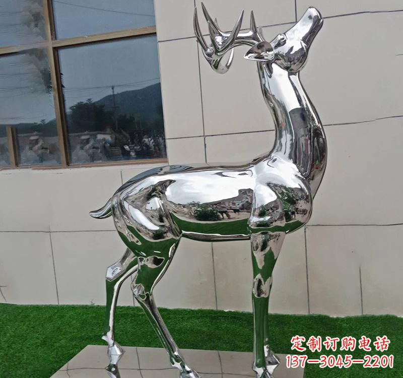 河源不锈钢户外动物鹿雕塑