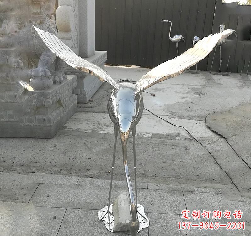 河源不锈钢户外动物仙鹤雕塑