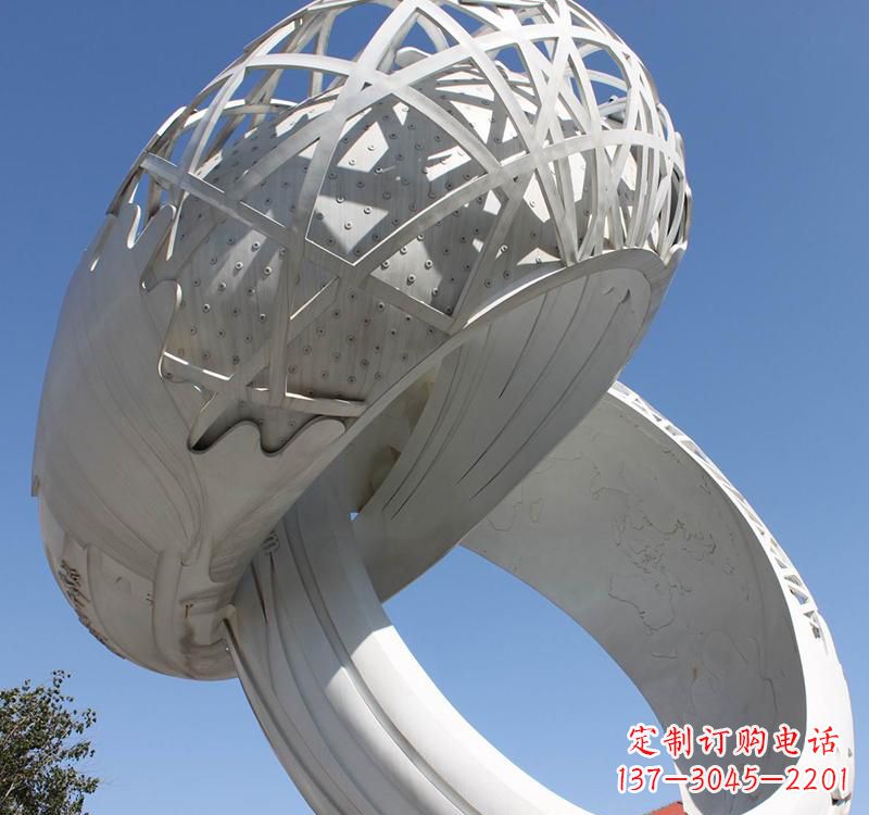 河源不锈钢户外婚庆戒指雕塑婚礼永恒的记忆