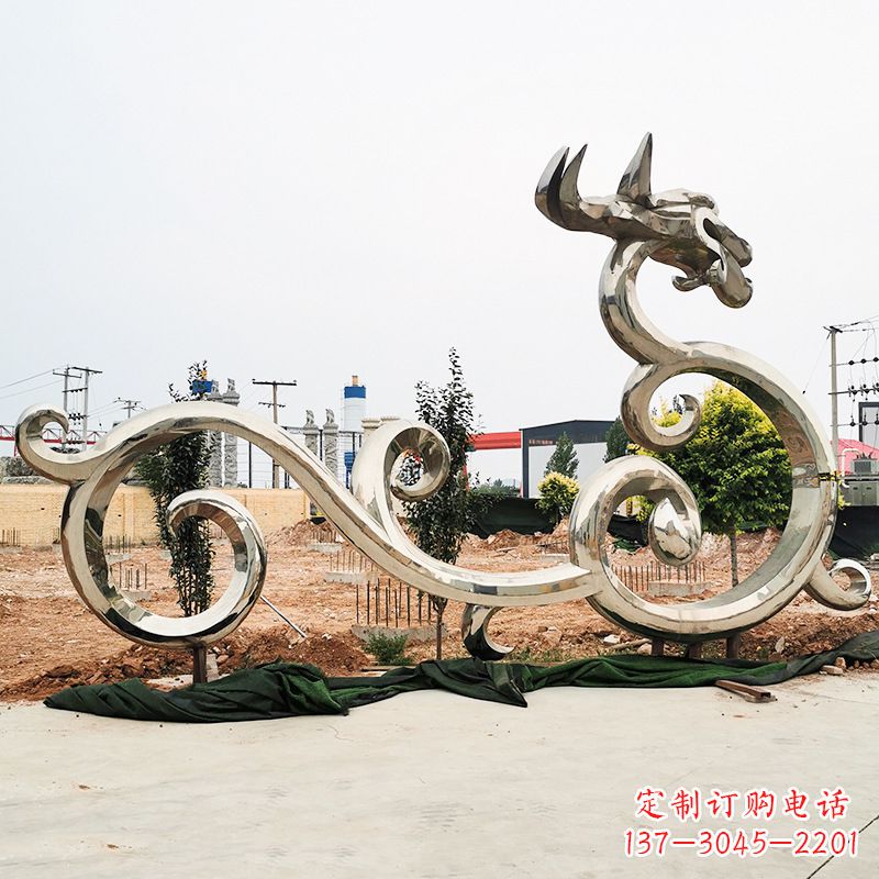 河源不锈钢花边龙形雕塑传承中华文化精髓