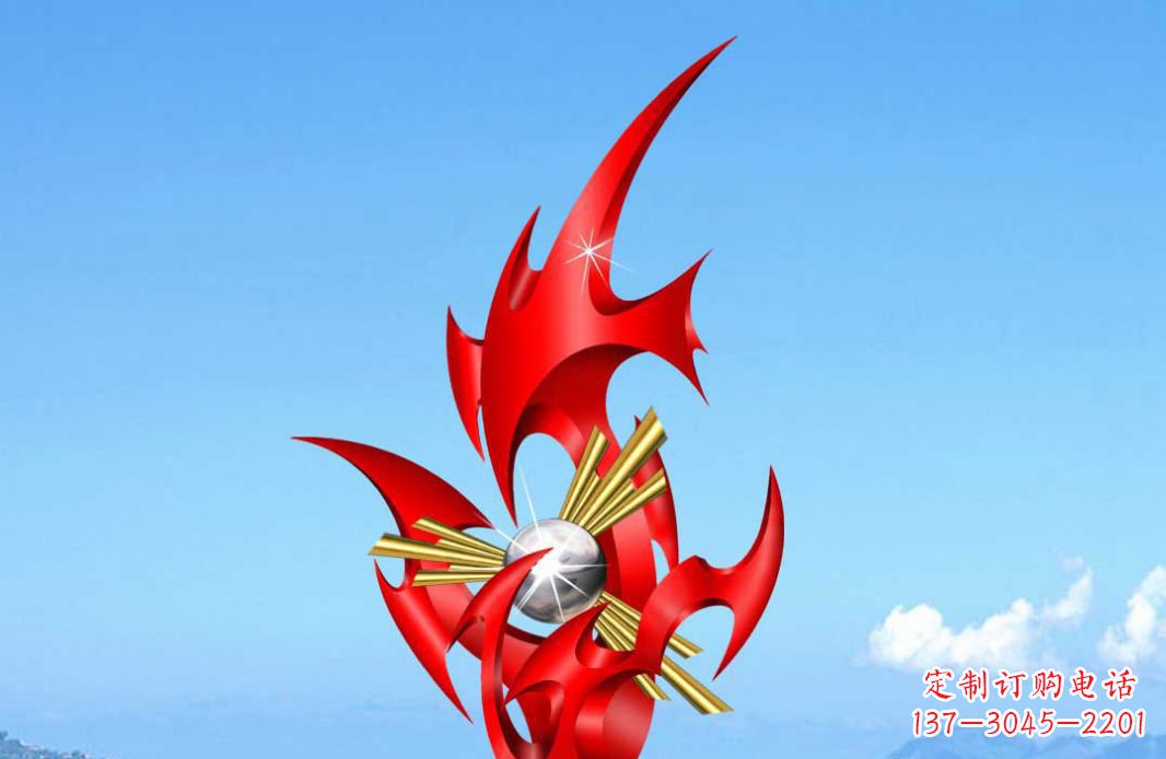 河源不锈钢火苗抽象景观雕塑给城市添彩