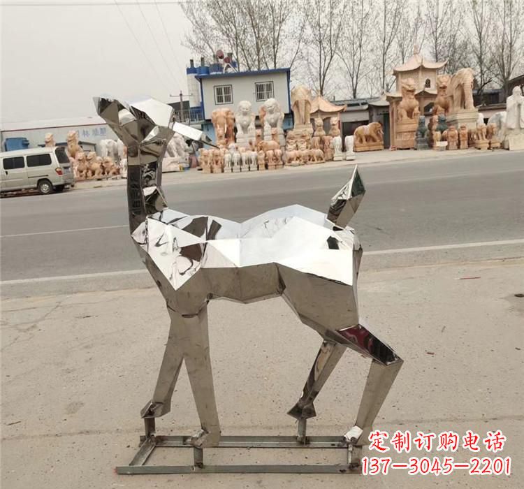 河源不锈钢几何小鹿雕塑精美艺术品
