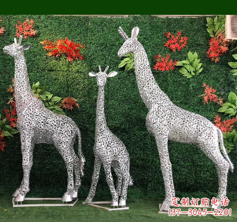 河源不锈钢长颈鹿雕塑艺术与美的完美结合