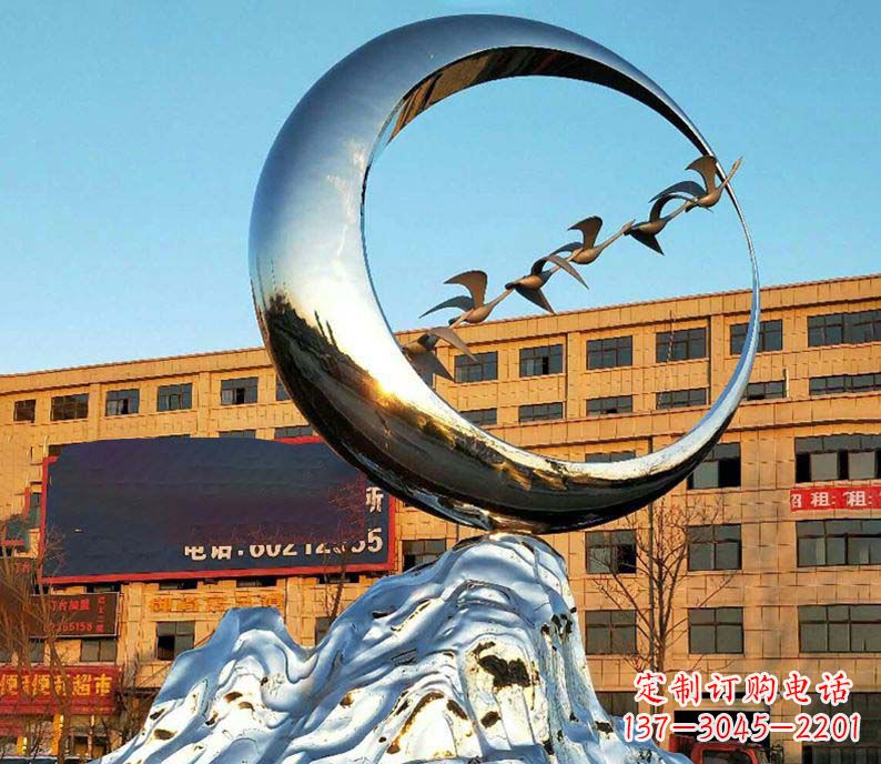 河源不锈钢假山大雁雕塑