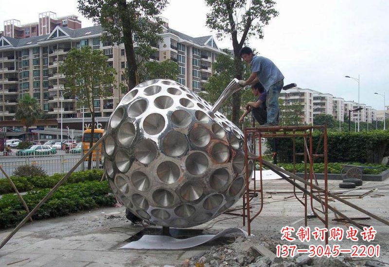 河源不锈钢苹果雕塑