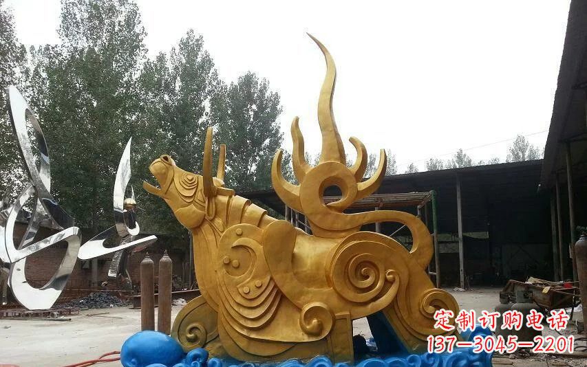 河源不锈钢金牛卧波雕塑——传承文化的艺术瑰宝
