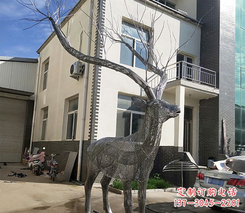 河源不锈钢景观梅花鹿雕塑美丽的艺术精品