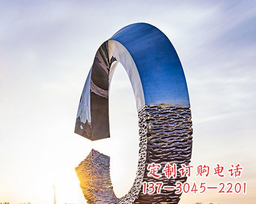河源不锈钢景观圆环雕塑环绕自然之美