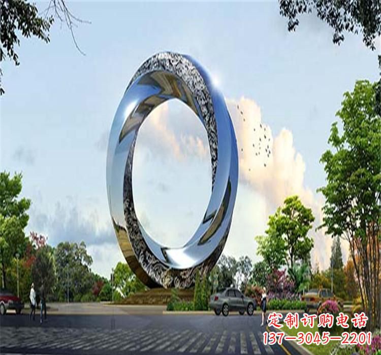 河源不锈钢圆环雕塑美丽的空间装饰