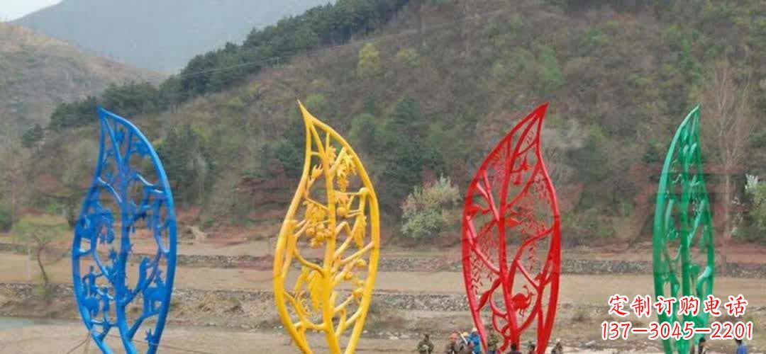 河源不锈钢景区镂空树叶雕塑