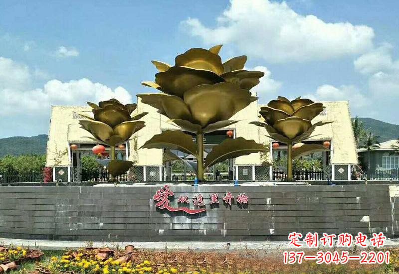 河源不锈钢玫瑰雕塑美丽的艺术品
