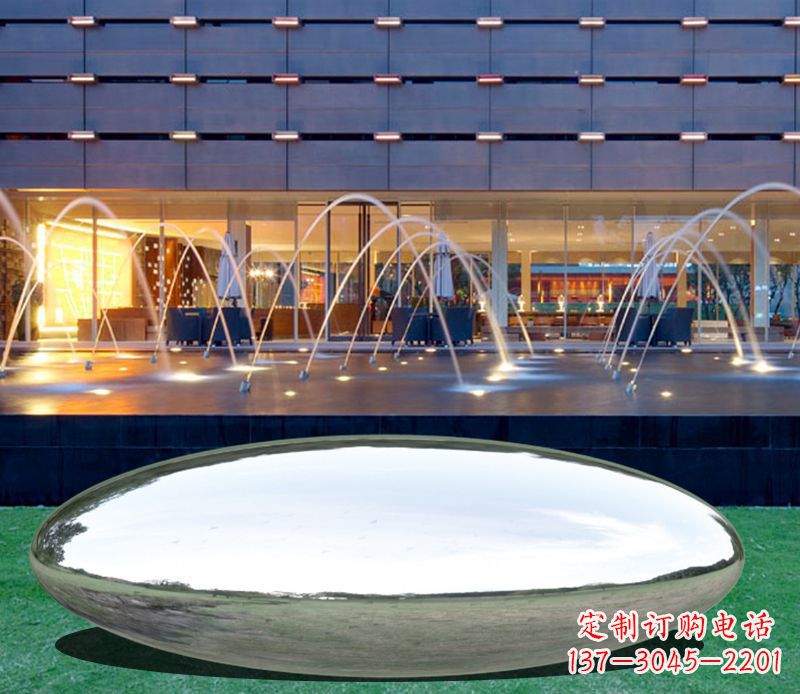 河源不锈钢镜面鹅卵石广场雕塑