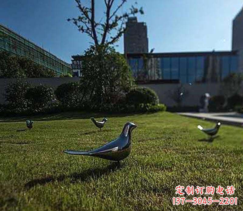 河源不锈钢镜面鸽子雕塑象征和平与美丽