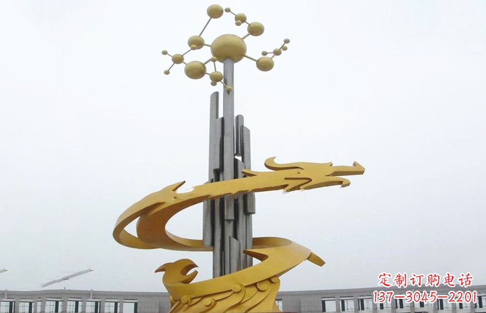 河源龙雕塑——点缀不锈钢城市景观