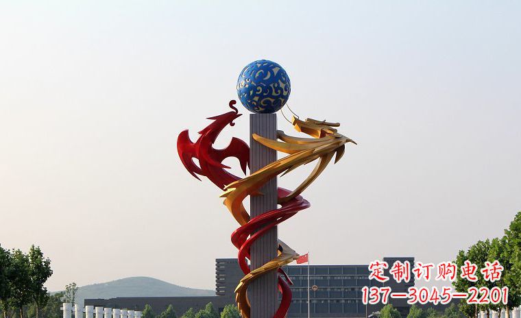 河源龙凤呈祥一对不锈钢雕塑的精彩展示