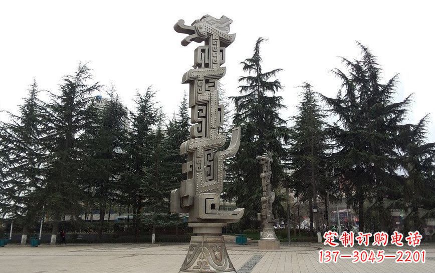 河源不锈钢龙柱广场景观雕塑