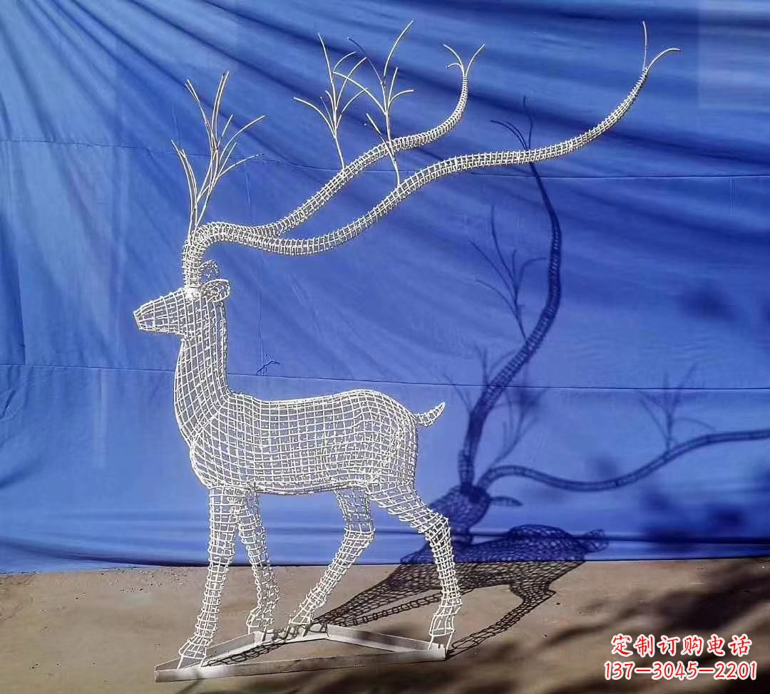河源不锈钢麋鹿雕塑精美的景观装饰品