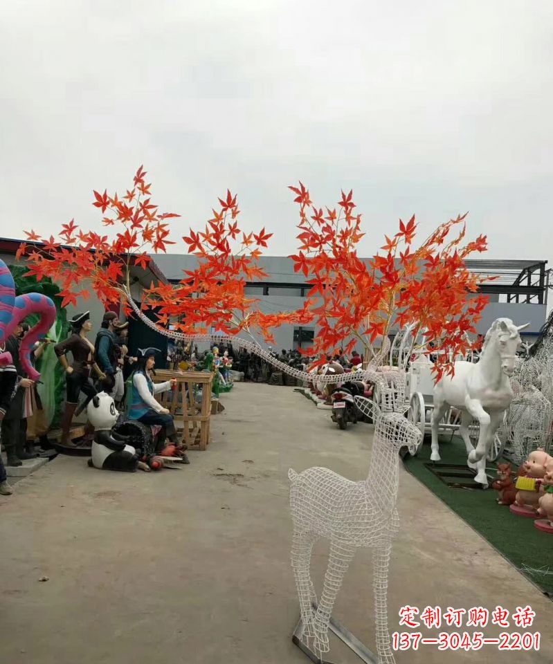 河源不锈钢麋鹿雕塑精美的艺术品